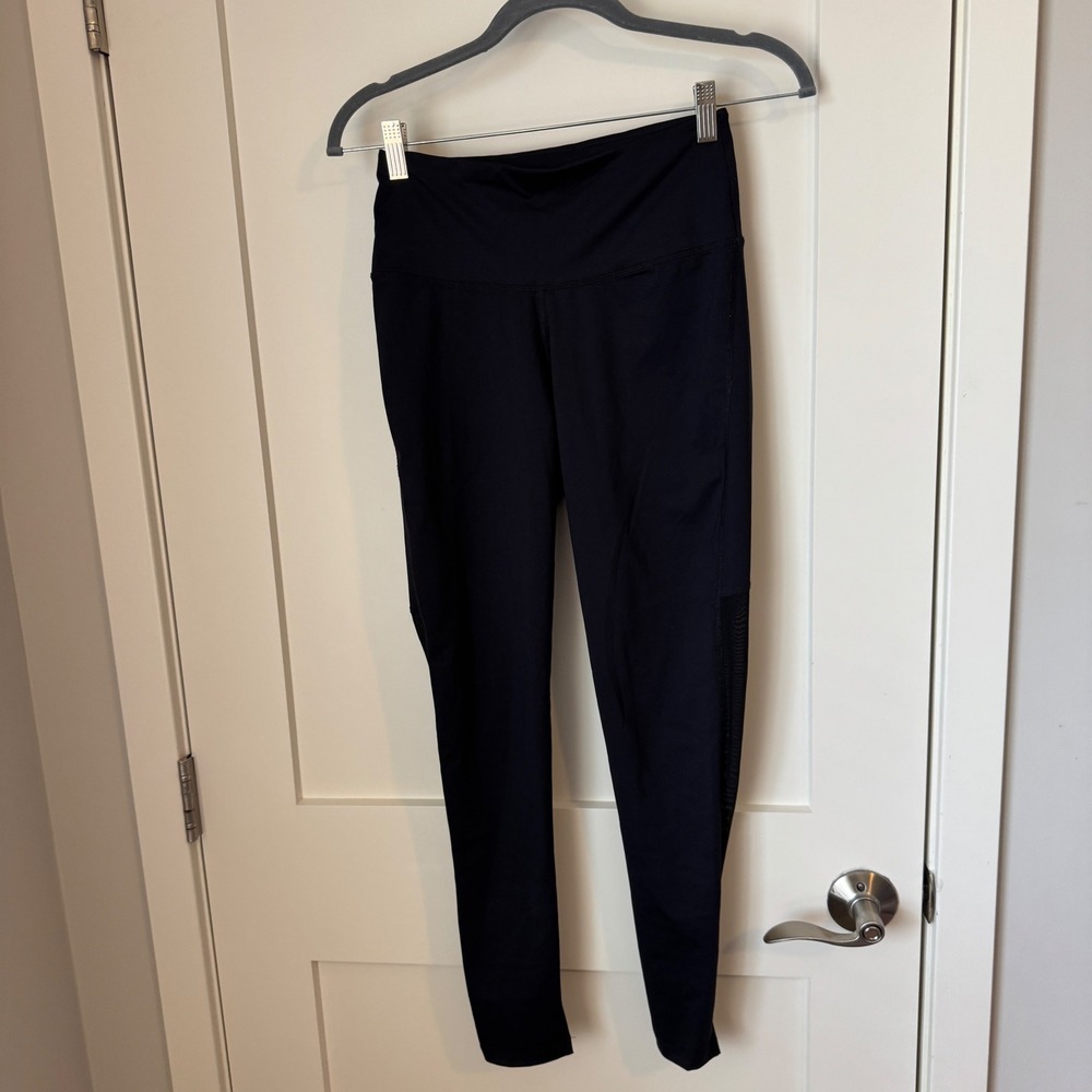 Varley Womens Black High Rise Mesh Panel Activewear Leggings Size S Small